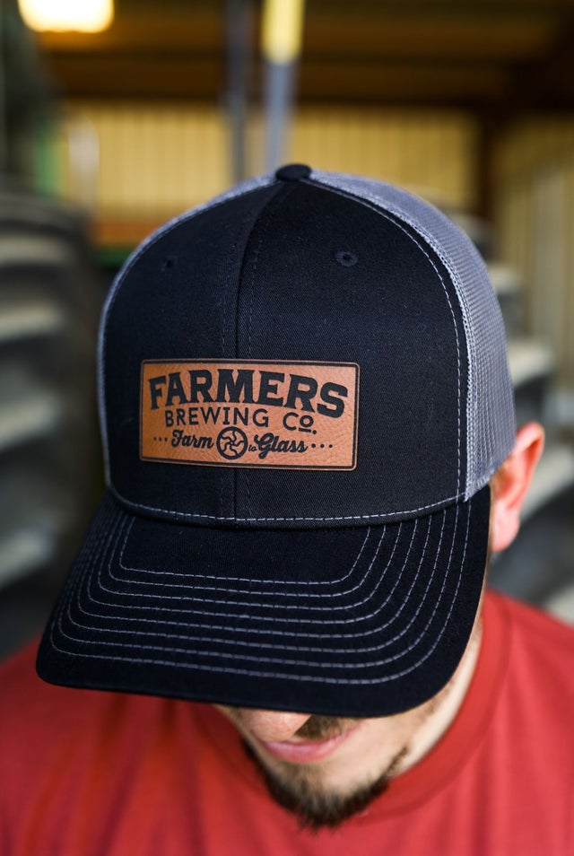 Farmer Life Hat, Farmers hat, Farm hat, Dad Hat with Leather Patch (Round)